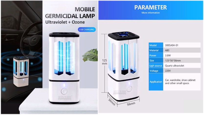 Mobile UV Germicidal Lamp 3.8W 5V